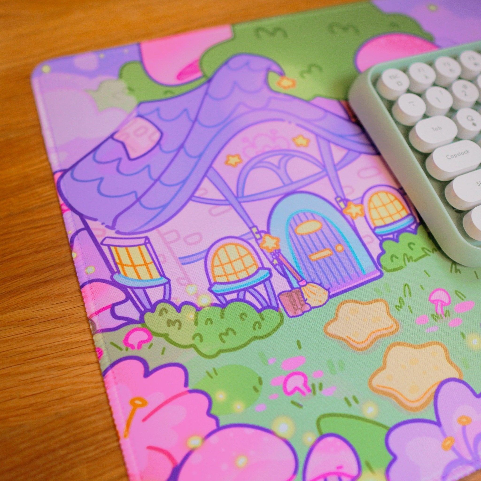 Pastel Witch Halloween Desk Mat | Bumblebutt | Kawaii Cottagecore Decor Katnipp character product