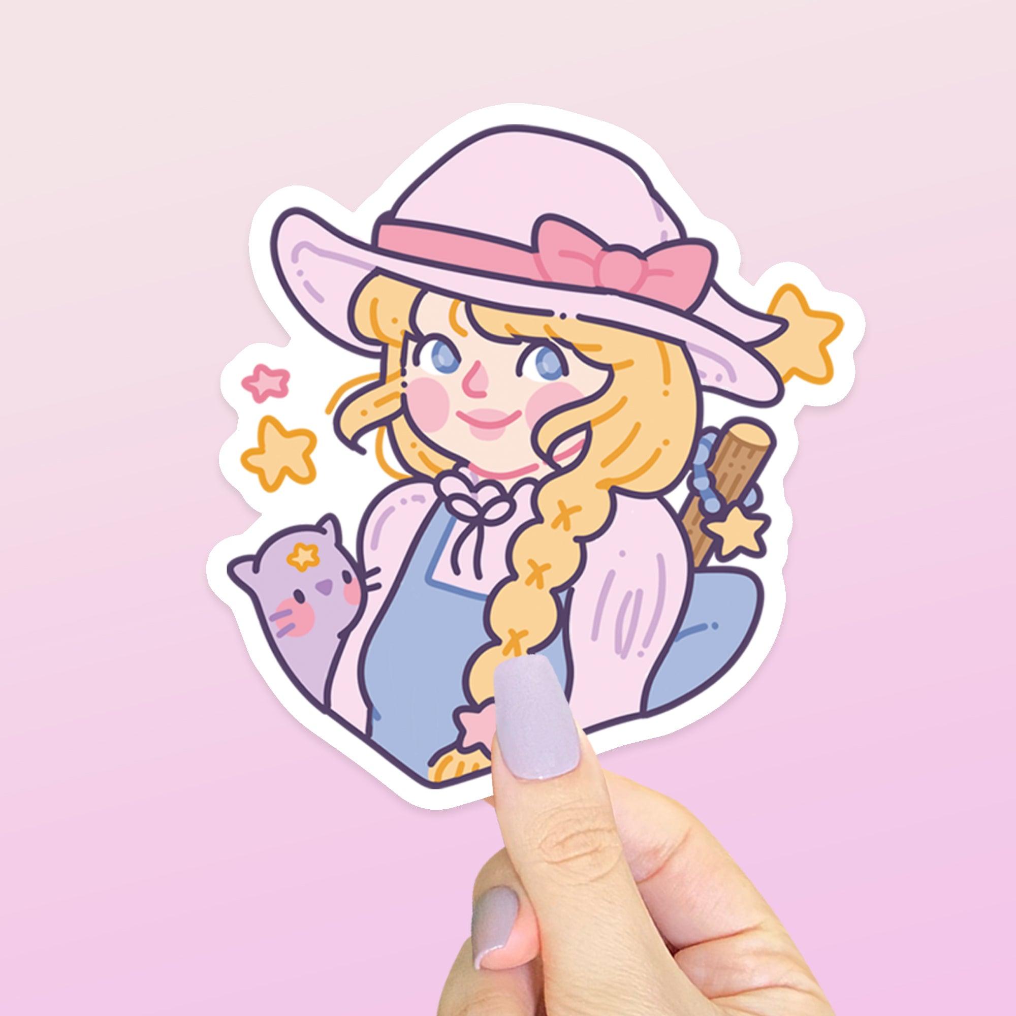 Pastel Witch Sticker Set | 4 Kawaii Witchcore Vinyl Stickers Katnipp character product