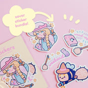 Pastel Witch Sticker Set | 4 Kawaii Witchcore Vinyl Stickers Katnipp character product