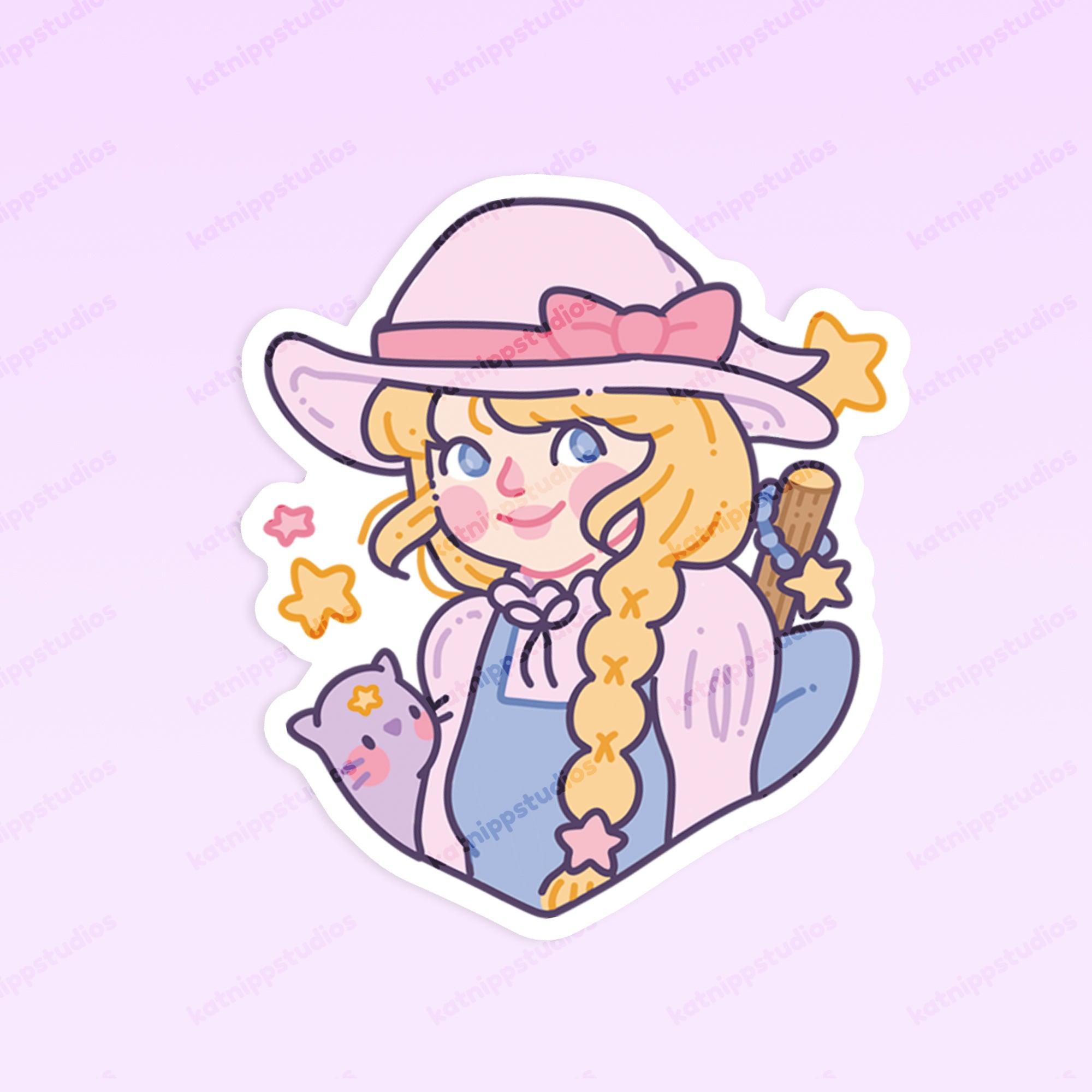 Pastel Witch Vinyl Sticker | Kawaii Witchcore Girl Katnipp character product