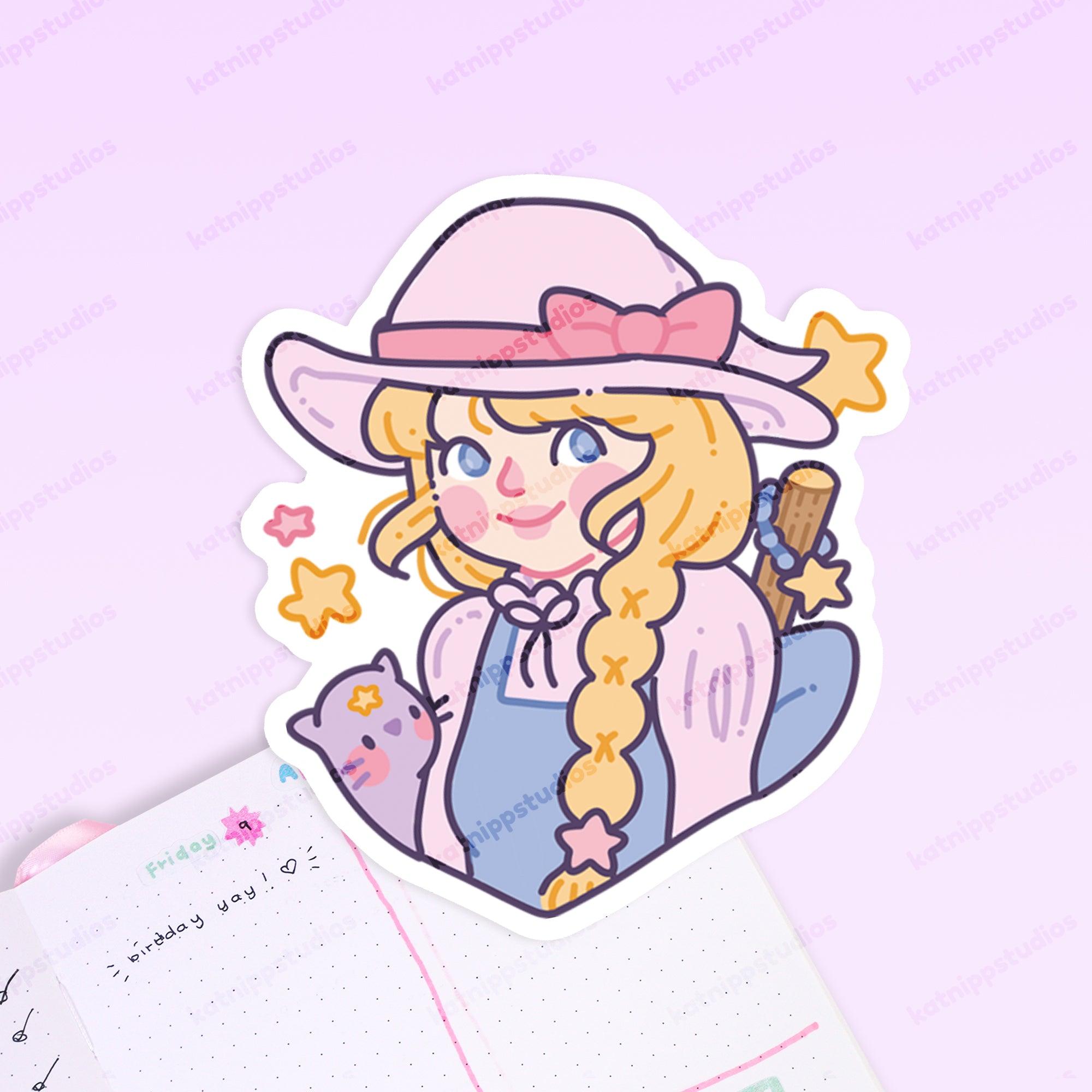 Pastel Witch Vinyl Sticker | Kawaii Witchcore Girl Katnipp character product