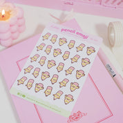 Pencil Emoji Sticker Sheet | A6 Kawaii Planner & Study Stickers | ART 001 Katnipp character product