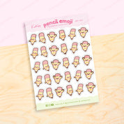 Pencil Emoji Sticker Sheet | A6 Kawaii Planner & Study Stickers | ART 001 Katnipp character product