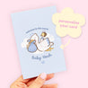 Personalised Baby Boy Greeting Card with Stork & Bumblebutt | Newborn Shower Card | Custom Welcome Baby Card - Katnipp Studios