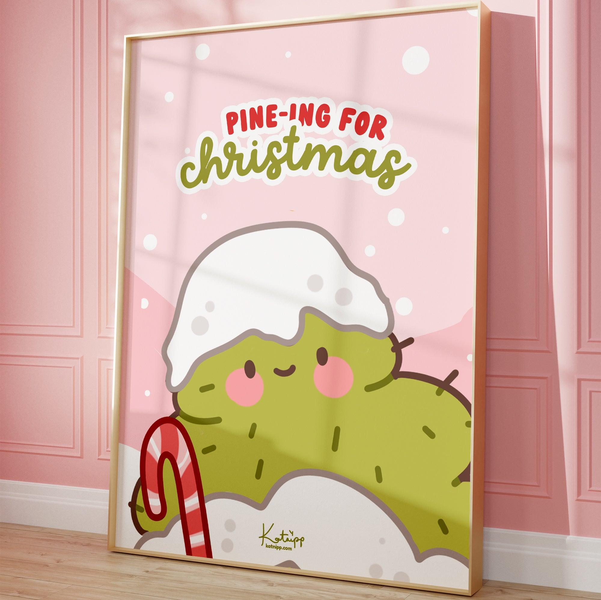 Pine-ing For Christmas, Funny Christmas Wall Art Art Print - Katnipp Studios