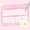 Pink Coquette Bow A4 Weekly Desk Planner | Kawaii Organiser Pad for Cute & Stylish Planning - Katnipp Studios