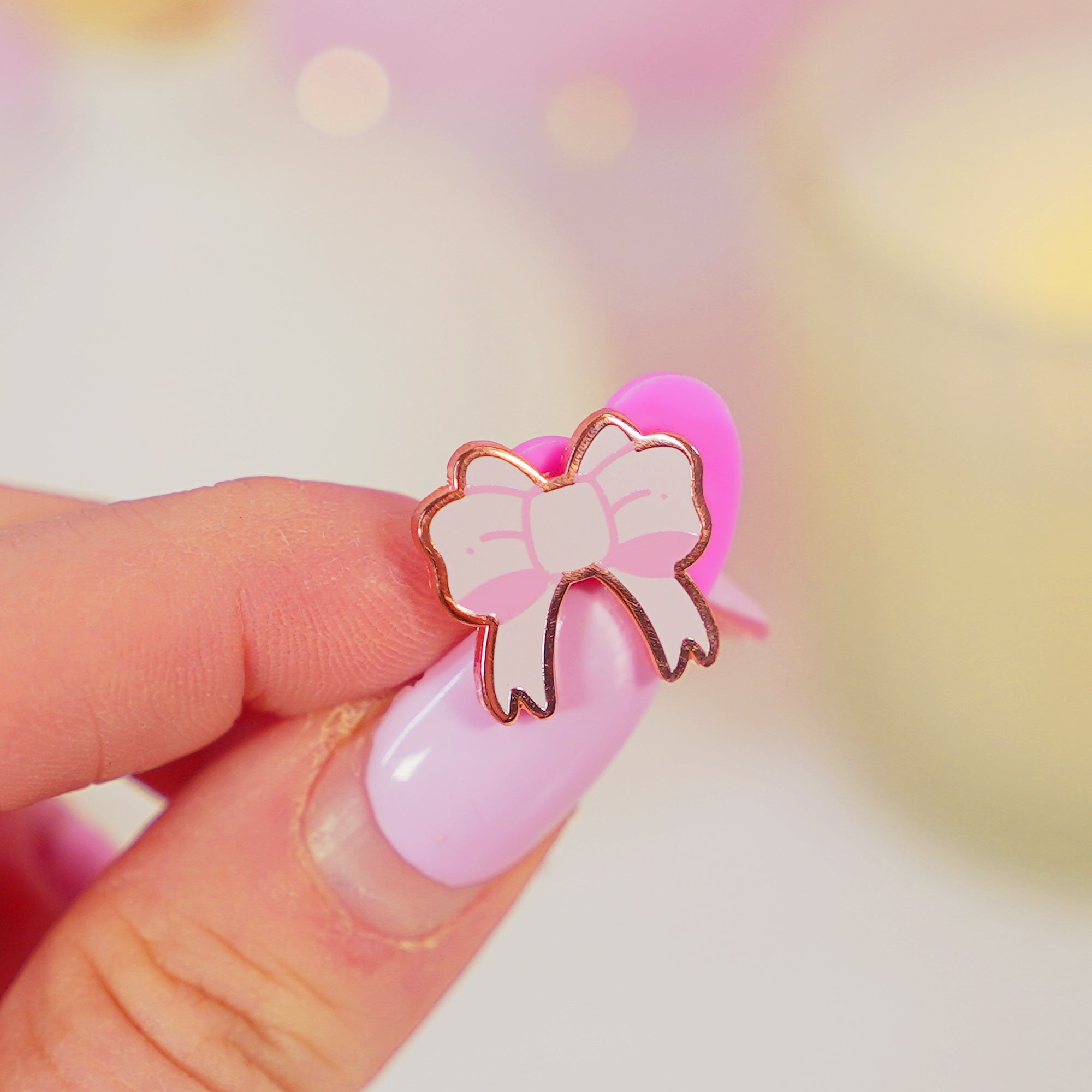 Pink Coquette Bow Enamel Pin | Kawaii Cute Pastel Bow Pin for Collectors - Katnipp Studios