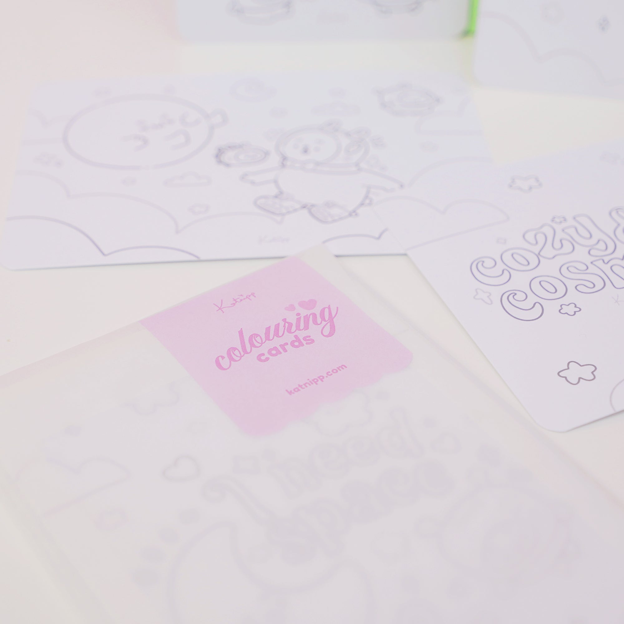 Pocket Planets A6 Colouring Postcard Bundle | Set of 4 Cute Kawaii Space Colour In Cards Katnipp character product