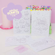 Pocket Planets A6 Colouring Postcard Bundle | Set of 4 Cute Kawaii Space Colour In Cards Katnipp character product