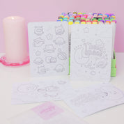 Pocket Planets A6 Colouring Postcard Bundle | Set of 4 Cute Kawaii Space Colour In Cards Katnipp character product