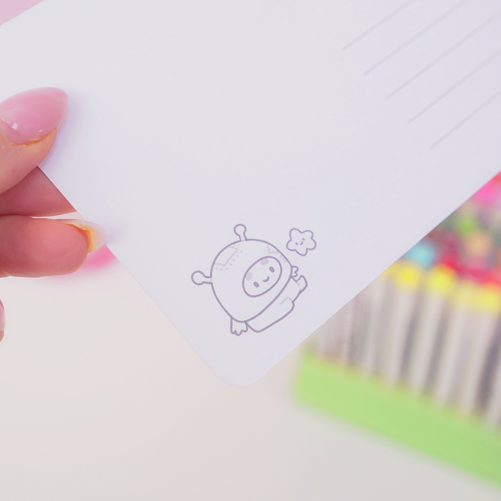 Pocket Planets A6 Colouring Postcard Bundle | Set of 4 Cute Kawaii Space Colour In Cards Katnipp character product