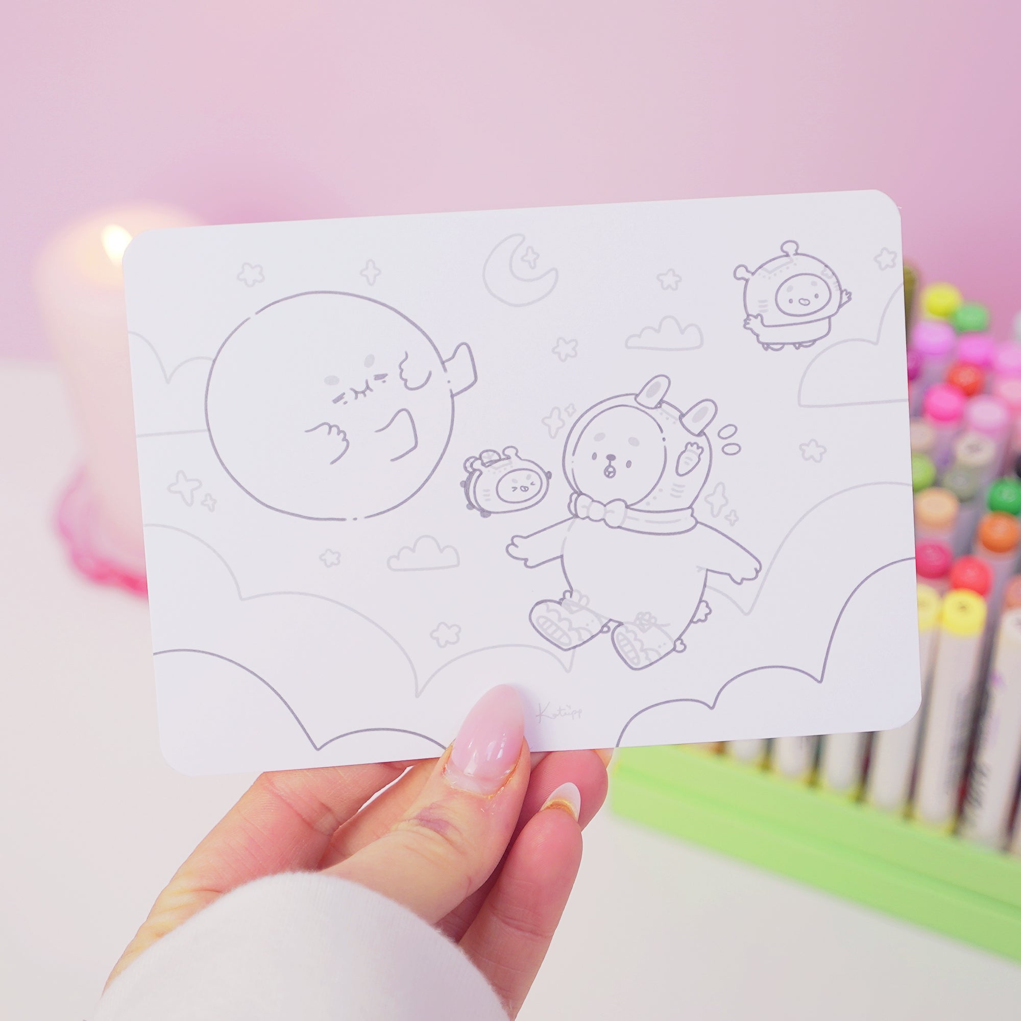 Pocket Planets A6 Colouring Postcard Bundle | Set of 4 Cute Kawaii Space Colour In Cards Katnipp character product