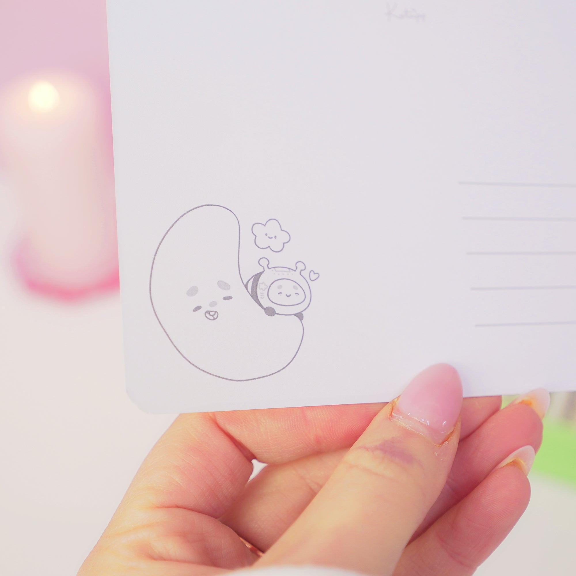 Pocket Planets Bonbun A6 Colouring Postcard | Cute Kawaii Space Colour In Card Katnipp character product