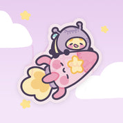 Pocket Planets: Bumblebutt & Rocketto Die Cut Sticker - Cute Kawaii Character - Space Adventure - Katnipp Studios