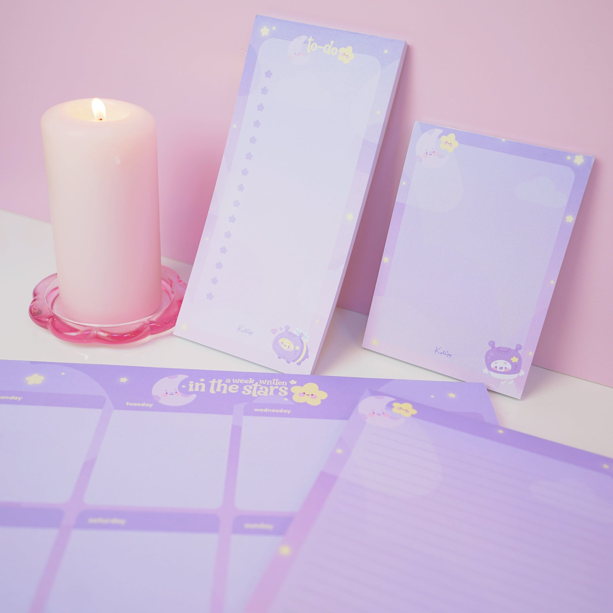 Pocket Planets Celestial Stationery Bundle | A4 Weekly Planner, A5 Lined, A6 Blank & DL To Do Pad Katnipp character product