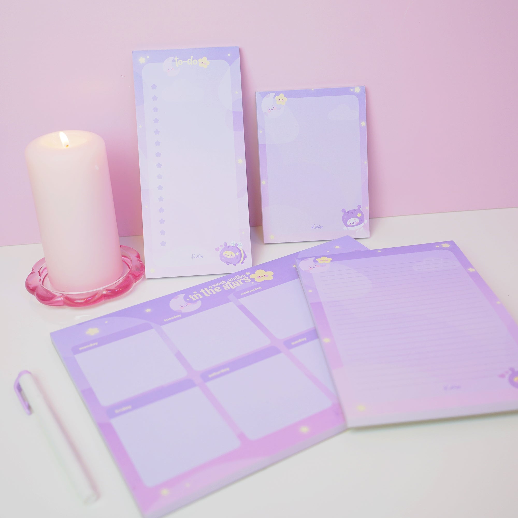 Pocket Planets Celestial Stationery Bundle | A4 Weekly Planner, A5 Lined, A6 Blank & DL To Do Pad Katnipp character product