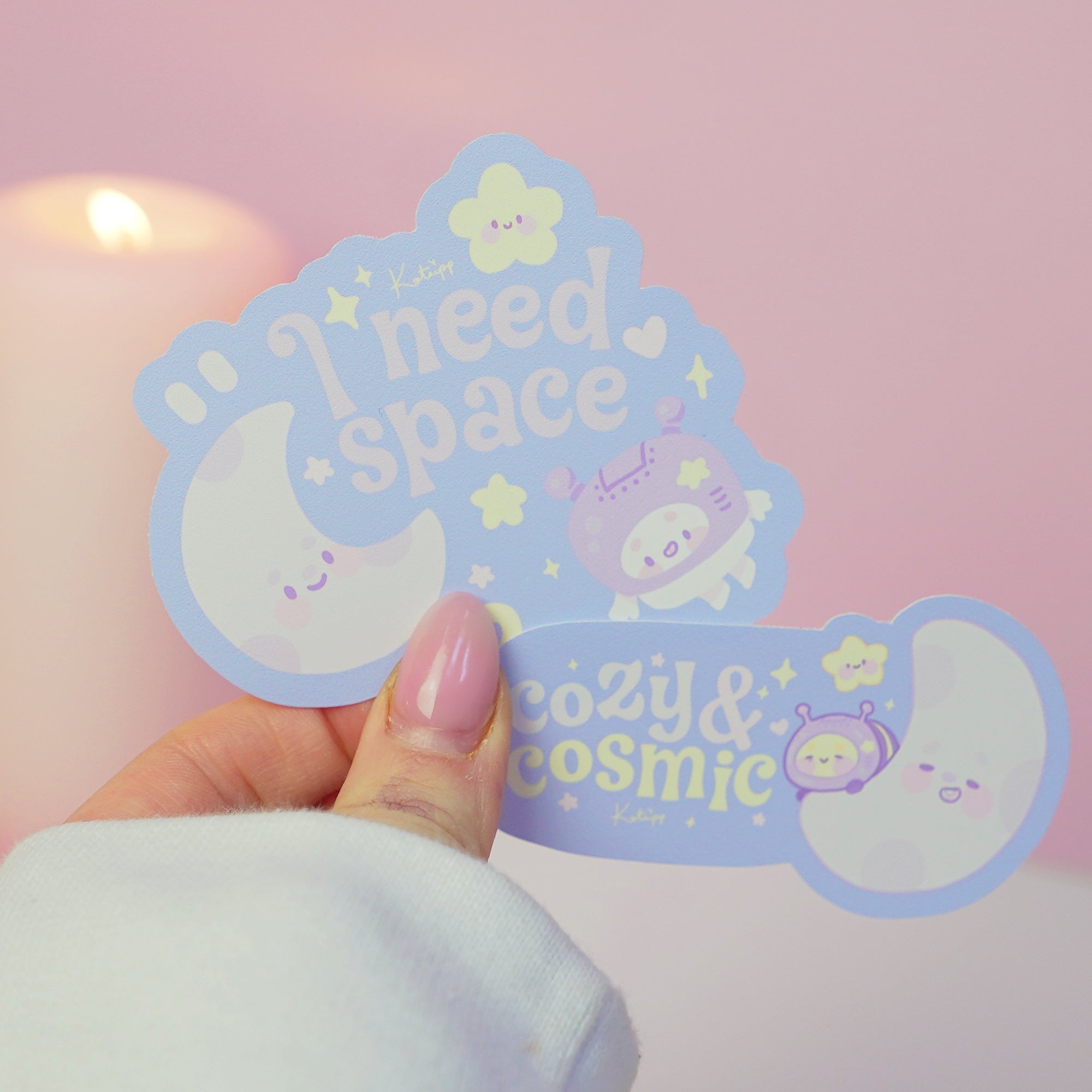 Pocket Planets Cosmic Duo Sticker Bundle | Cozy & Cosmic + I Need Space Vinyl Set Katnipp character product