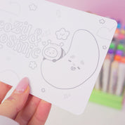 Pocket Planets Cozy & Cosmic A6 Colouring Postcard | Luna & Sprinkle Space Colour In Card Katnipp character product