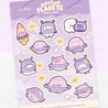 Pocket Planets: Marshie and Space Friends A5 Waterproof Vinyl Kawaii Sticker Sheet - POP001 - Katnipp Studios