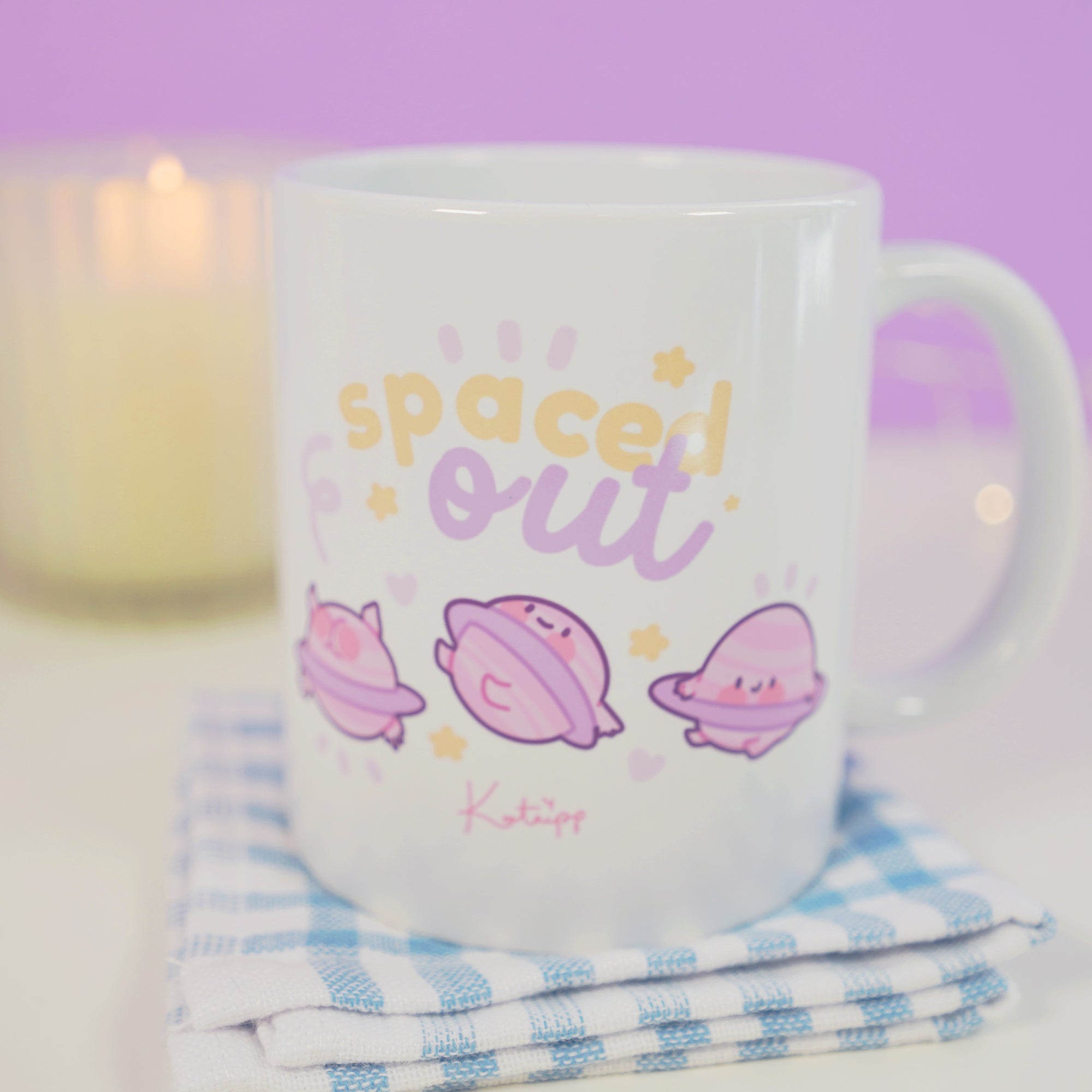 Pocket Planets: Saturn the Kawaii Planet Ceramic Mug - "Spaced Out" - Katnipp Studios