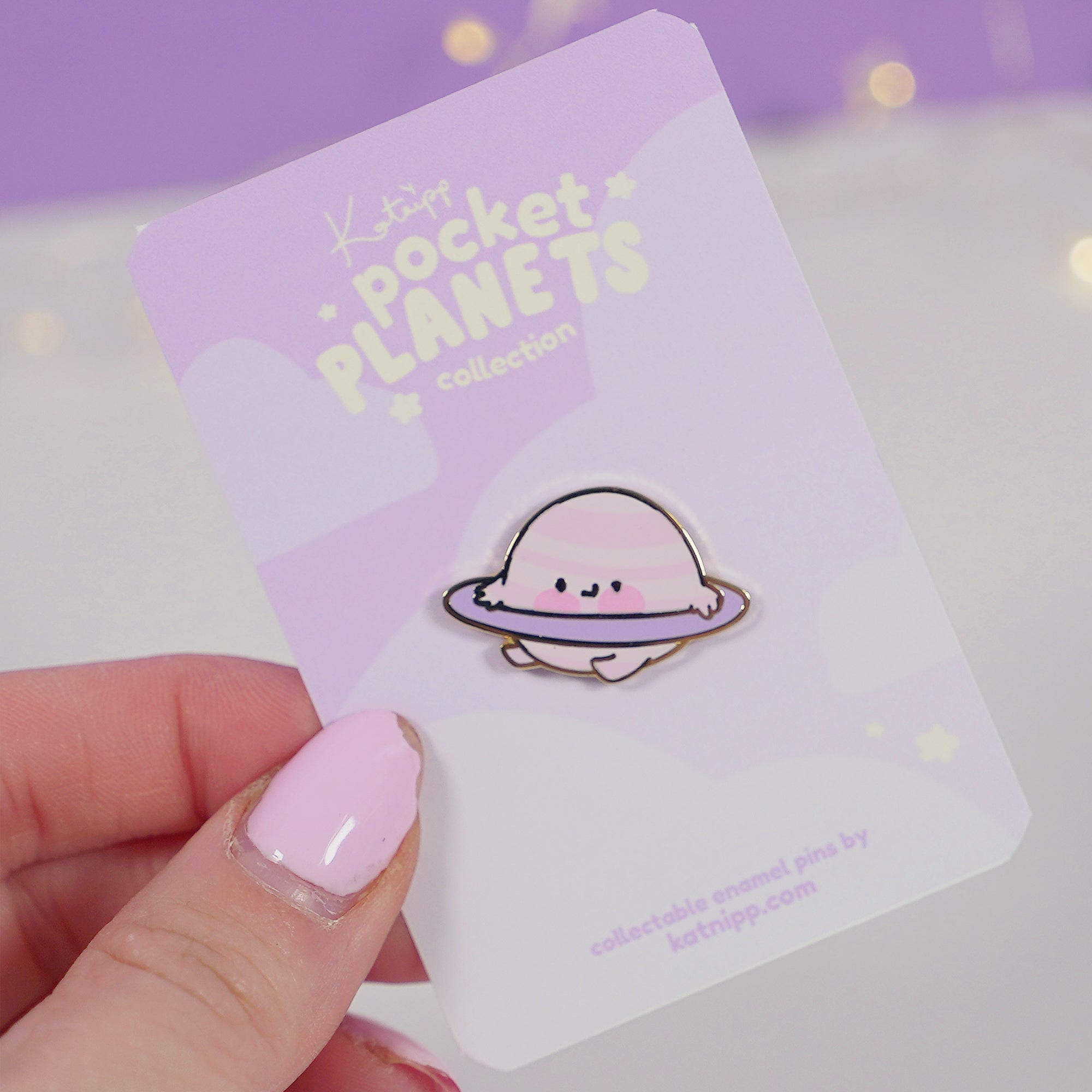 Pocket Planets: Saturn The Kawaii Purple Planet Enamel Pin - Katnipp Studios