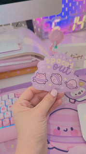 Saturn “Spaced Out” Die Cut Sticker | Cute Kawaii Space Character