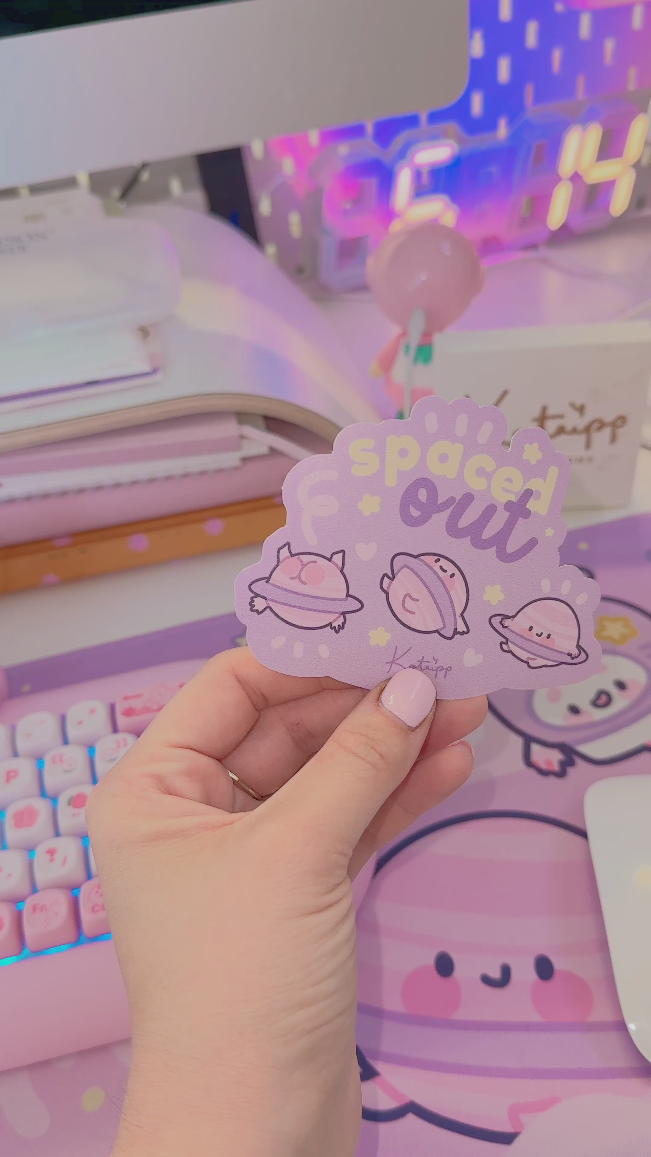 Saturn “Spaced Out” Die Cut Sticker | Cute Kawaii Space Character