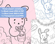 Printable Easter Bunny Colouring Page - Digital Download, Easter Themed Colouring Sheet, Katnipp Art character product