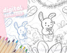 Printable Easter Bunny Colouring Page - Digital Download, Easter Themed Colouring Sheet, Katnipp Art - Katnipp Studios