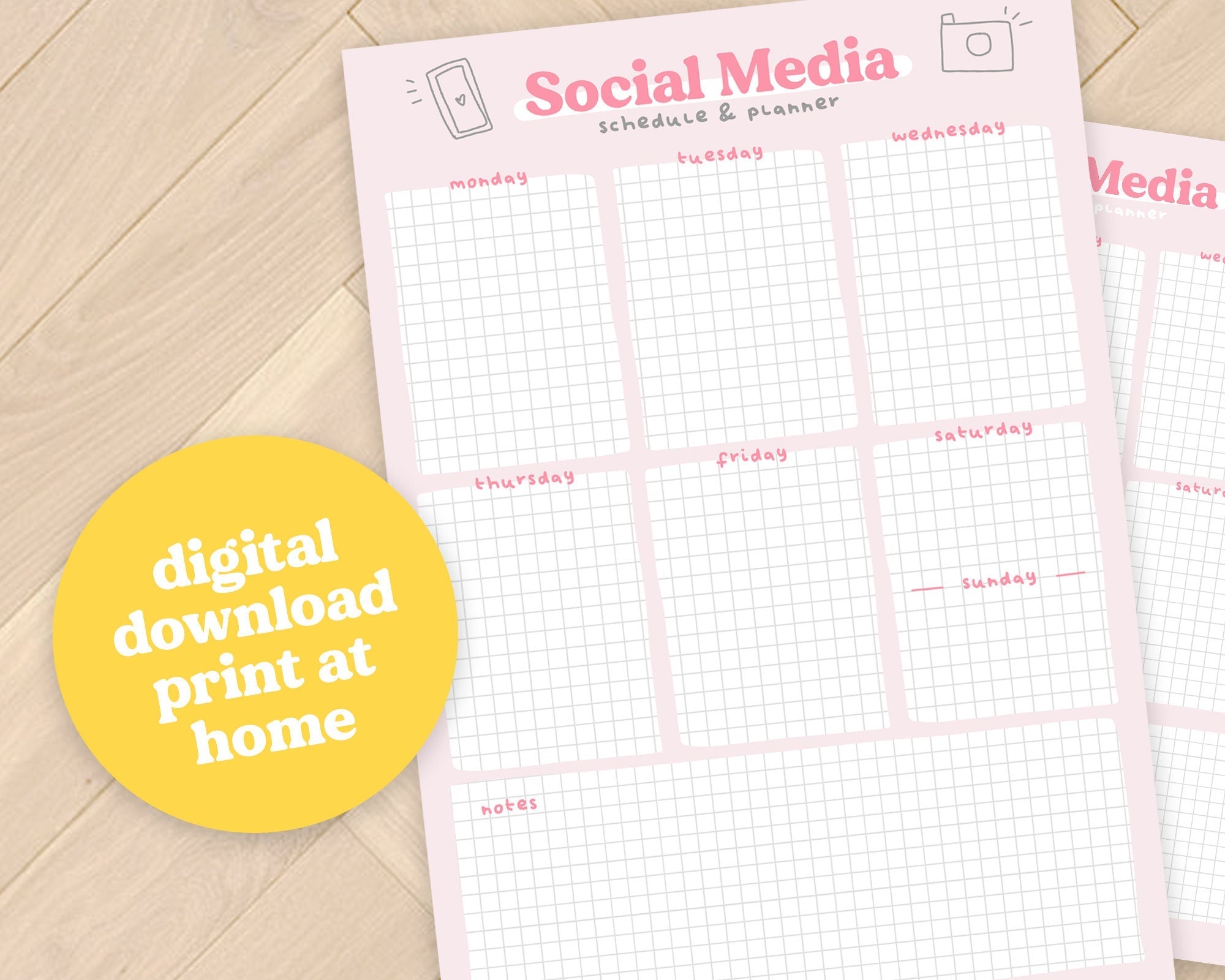 Printable Social Media Weekly Planner | Digital Download for Scheduling and Content Planning Katnipp character product