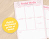 Printable Social Media Weekly Planner | Digital Download for Scheduling and Content Planning - Katnipp Studios