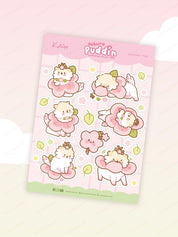 Puddin A5 Sakura Waterproof Sticker Sheet - Adorable Dog Design Katnipp character product