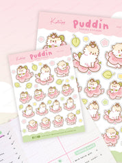 Puddin Sakura A6 Planner Sticker Sheet | Cute Kawaii Dog Journal Stickers | PUD008 Katnipp character product