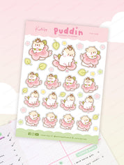 Puddin Sakura A6 Planner Sticker Sheet | Cute Kawaii Dog Journal Stickers | PUD008 Katnipp character product