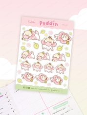 Puddin Sakura A6 Planner Sticker Sheet | Cute Kawaii Dog Journal Stickers | PUD009 Katnipp character product