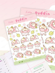Puddin Sakura A6 Planner Sticker Sheet | Cute Kawaii Dog Journal Stickers | PUD009 Katnipp character product
