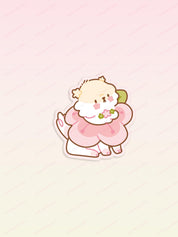 Puddin Sakura Die-Cut Vinyl Sticker | Cute Kawaii Dog Cherry Blossom Sticker Katnipp character product