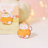 Puddin the Dog Gourd-geous Outfit Pumpkin Pin ~ Kawaii Autumn Enamel Pin - Katnipp Studios