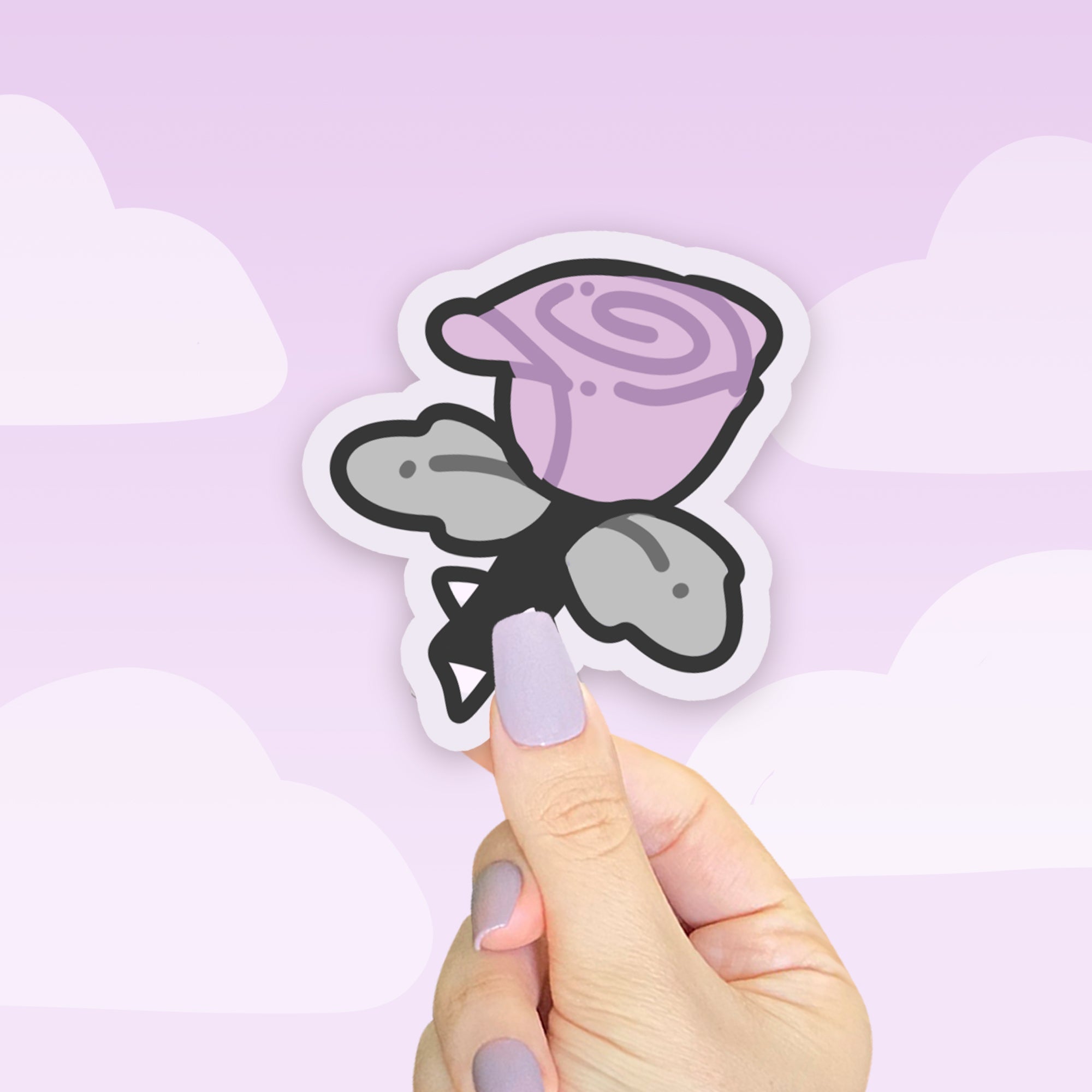 Purple Rose Vinyl Sticker | Kawaii Gothic Floral Katnipp character product