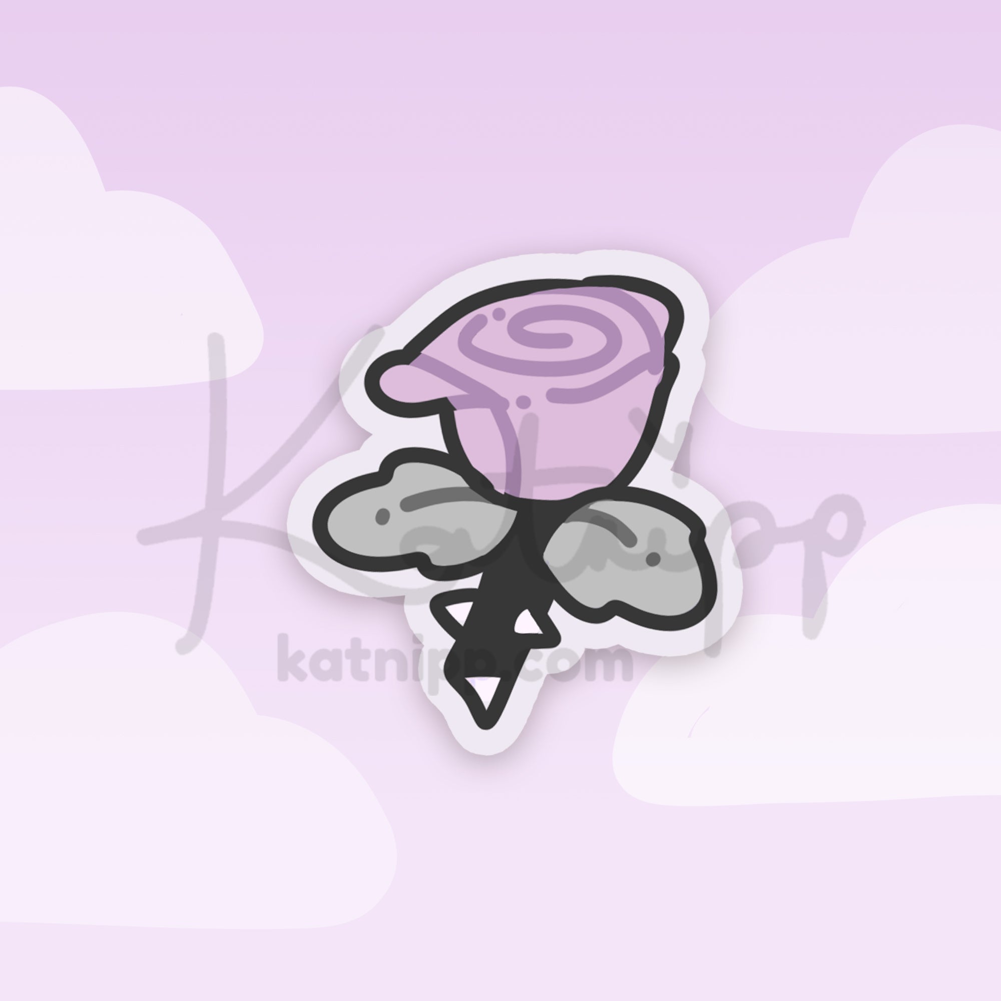 Purple Rose Vinyl Sticker | Kawaii Gothic Floral Katnipp character product