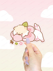 Sakura Kawaii Sticker Set | 5 Cherry Blossom Vinyl Stickers Katnipp character product