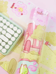 Sakura Scene Gaming Desk Pad | Cottagecore Cherry Blossom Decor | Bumblebutt & Froggo Kawaii Mat - Katnipp Studios