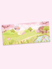Sakura Scene Gaming Desk Pad | Cottagecore Cherry Blossom Decor | Bumblebutt & Froggo Kawaii Mat - Katnipp Studios