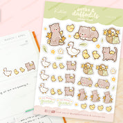 Satsuma Duck A6 Planner Stickers | Kawaii Spring Duck Sticker Sheet | DAF004 Katnipp character product