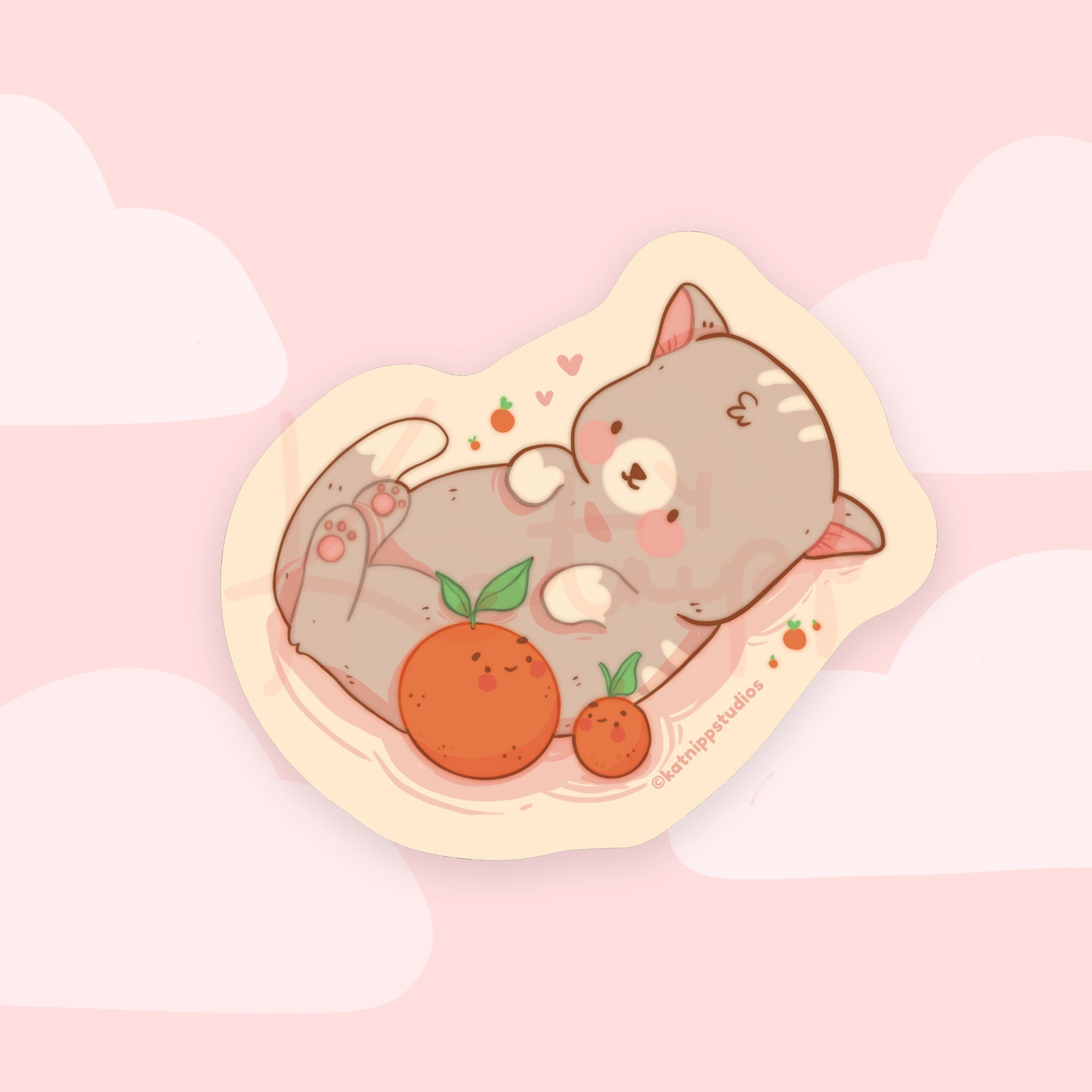 Satsuma the Cat Kawaii Vinyl Die Cut Sticker | Cute Citrus Cat Character Sticker Katnipp character product