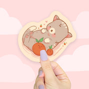 Satsuma the Cat Kawaii Vinyl Die Cut Sticker | Cute Citrus Cat Character Sticker Katnipp character product