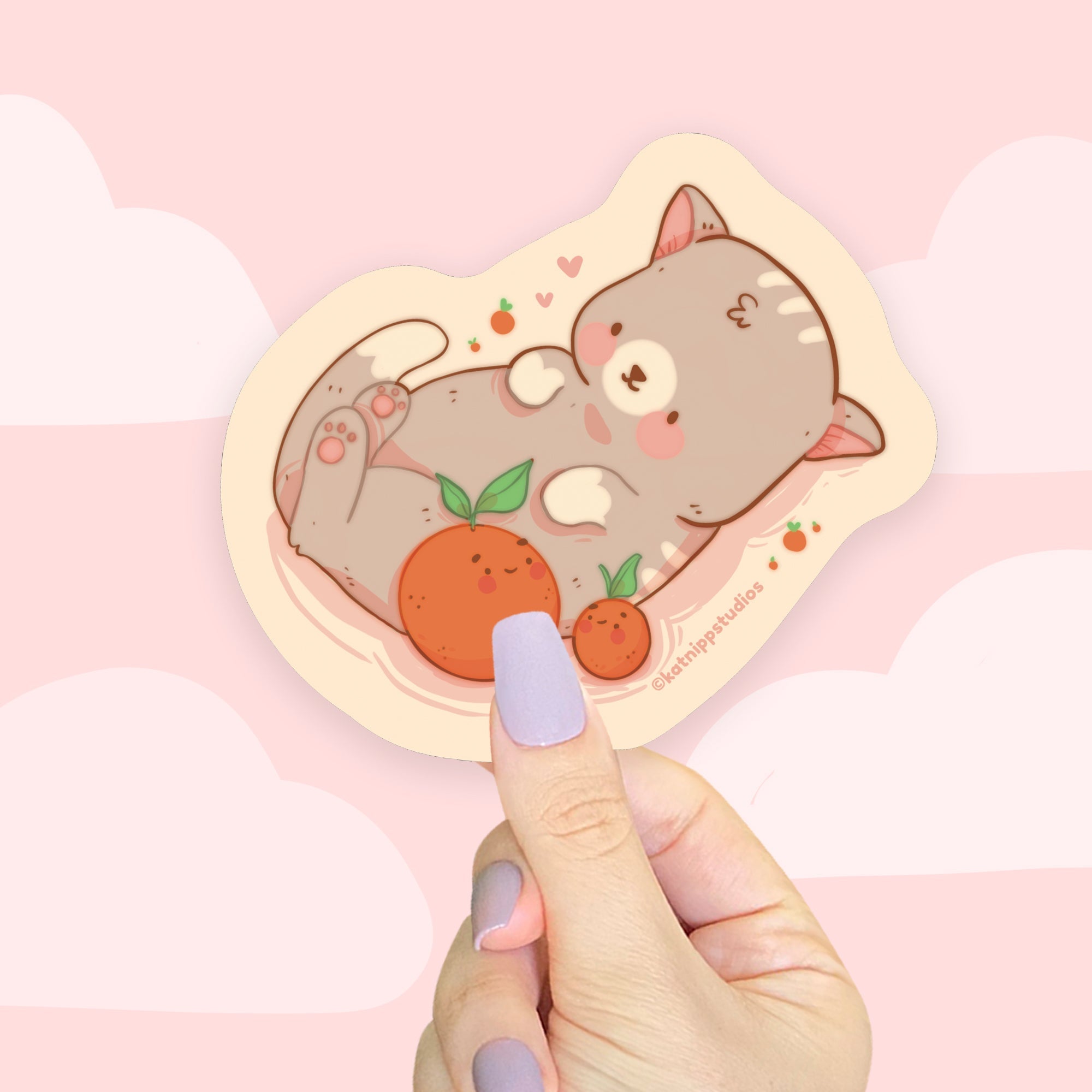 Satsuma the Cat Kawaii Vinyl Die Cut Sticker | Cute Citrus Cat Character Sticker Katnipp character product