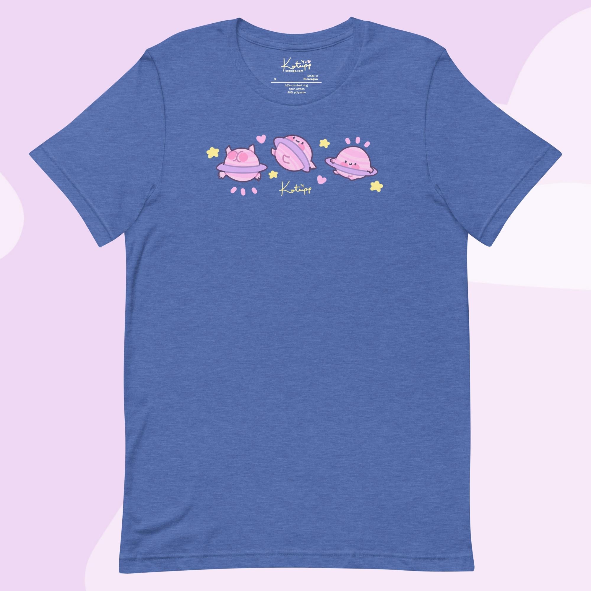Saturn Cosmic Poses Lightweight T-Shirt | Cute Space Top Katnipp character product