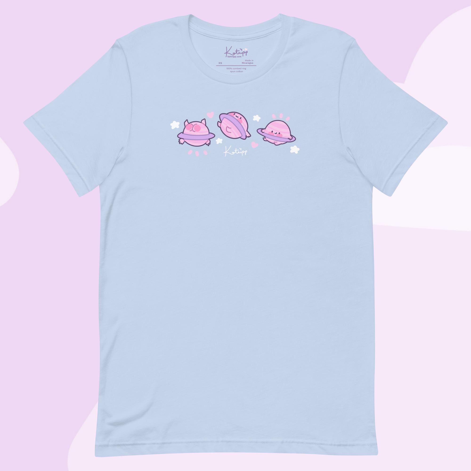 Saturn Cosmic Poses Lightweight T-Shirt | Cute Space Top Katnipp character product