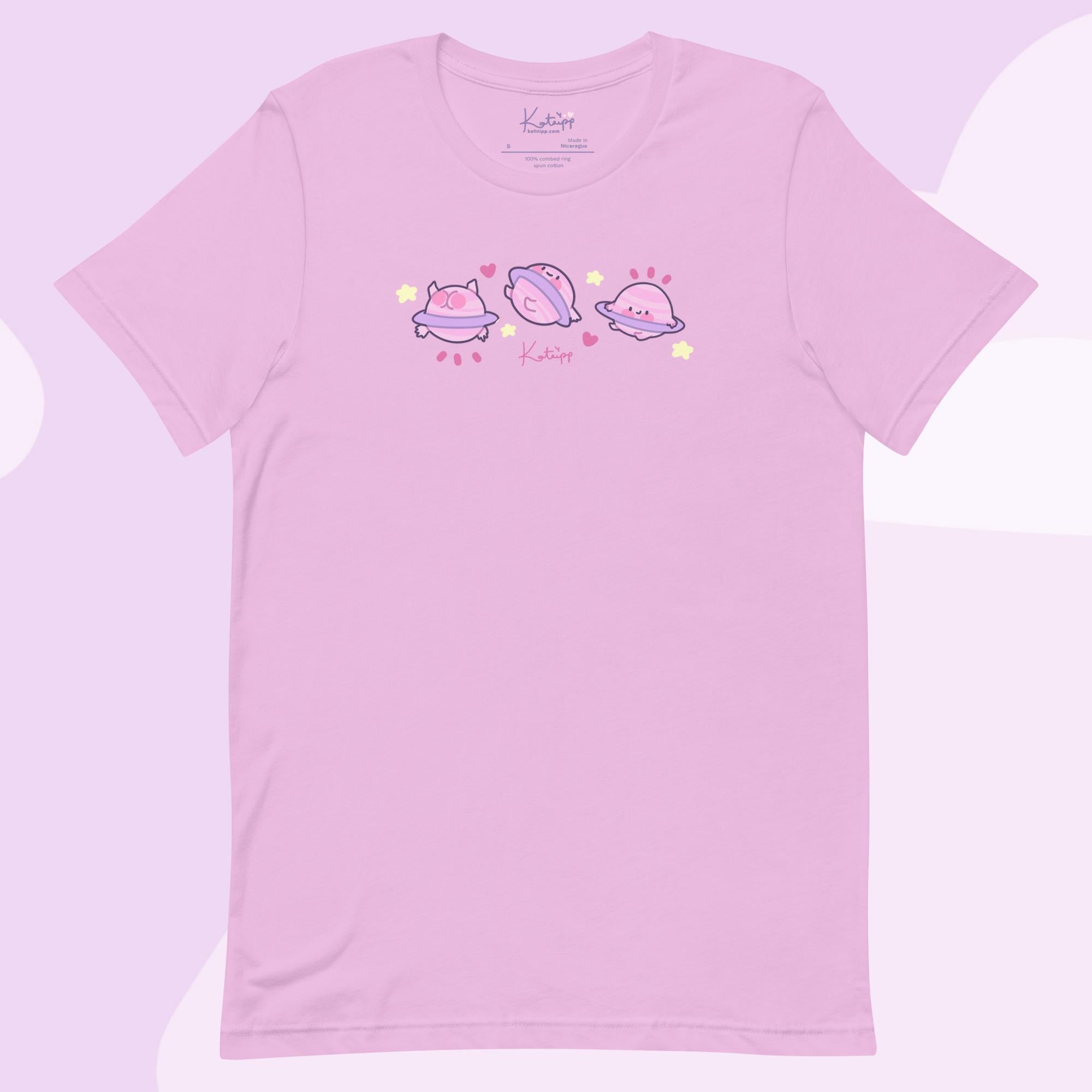 Saturn Cosmic Poses Lightweight T-Shirt | Cute Space Top Katnipp character product